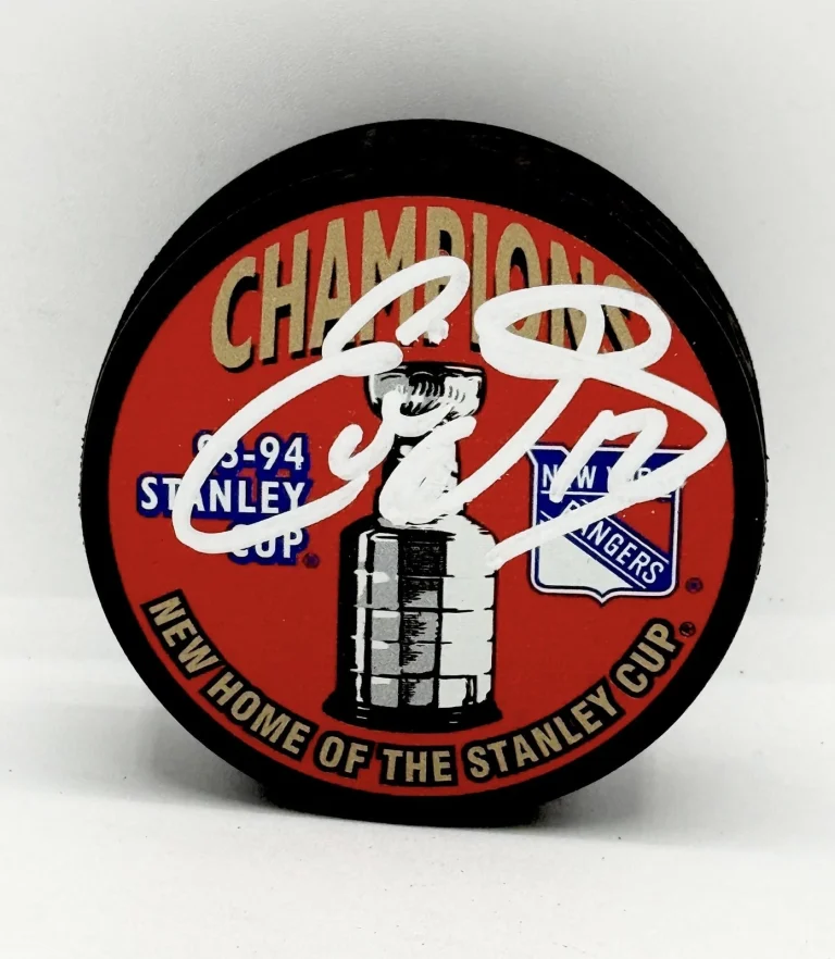 Eddie Olczyk signed New York Rangers 1994 Stanley Cup Champs Puck JSA Witnessed