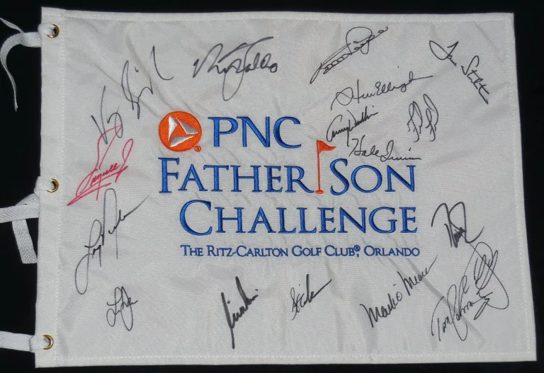 PNC CHALLENGE SIGNED GOLF FLAG - Nick Faldo, Hale Irwin, Vijay Singh, etc.