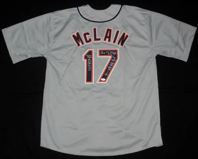 DENNY MCLAIN AUTOGRAPHED STAT JERSEY (DETROIT TIGERS) - JSA COA!