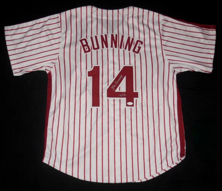 JIM BUNNING AUTOGRAPHED CUSTOM JERSEY (PHILADELPHIA PHILLIES) - JSA COA!