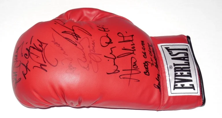 BOXING LEGENDS AUTOGRAPHED GLOVE (10 SIGNATURES) - Chacon, Olivares, Wright, etc