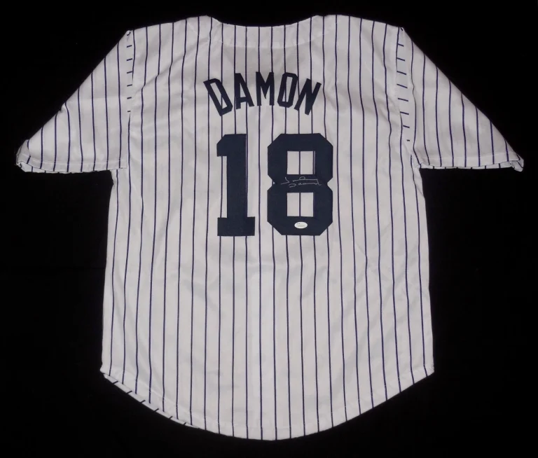JOHNNY DAMON AUTOGRAPHED CUSTOM JERSEY (YANKEES) - JSA COA!