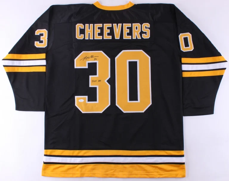 GERRY CHEEVERS AUTOGRAPHED CUSTOM JERSEY (BOSTON BRUINS) - JSA COA!