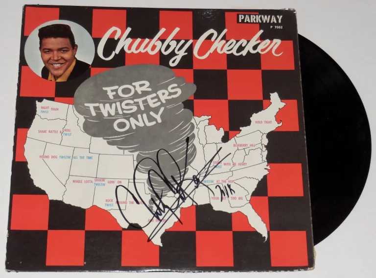 CHUBBY CHECKER AUTOGRAPHED VINYL ALBUM COVER (FOR TWISTERS ONLY) - W/ COA!
