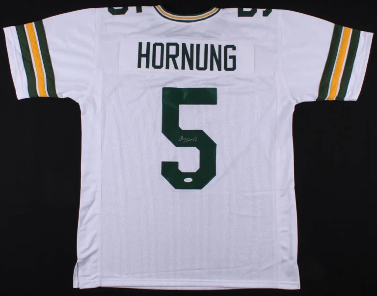 PAUL HORNUNG AUTOGRAPHED CUSTOM JERSEY (GREEN BAY PACKERS) - JSA COA!