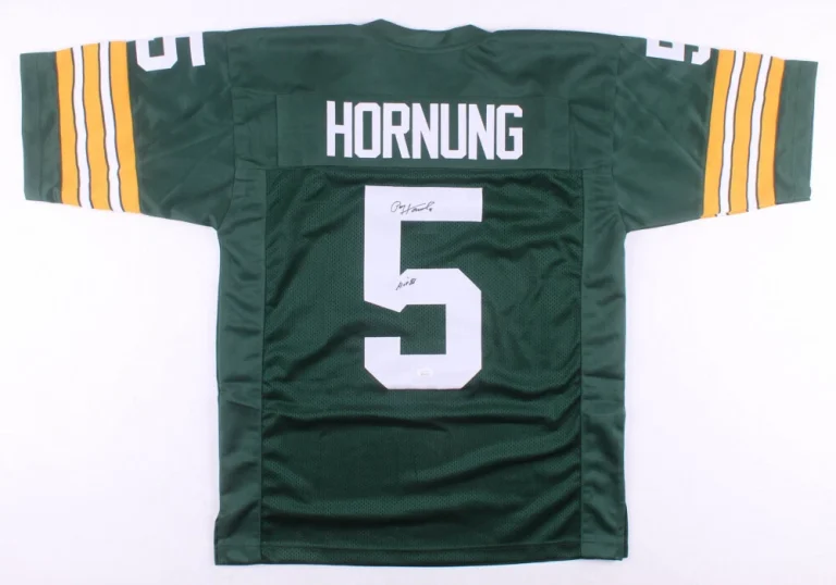 PAUL HORNUNG AUTOGRAPHED CUSTOM JERSEY (GREEN BAY PACKERS - HOF 86!) - JSA COA!