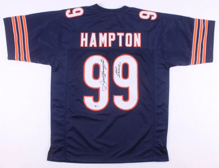 DAN HAMPTON AUTOGRAPHED CUSTOM JERSEY (CHICAGO BEARS) - BECKETT COA!