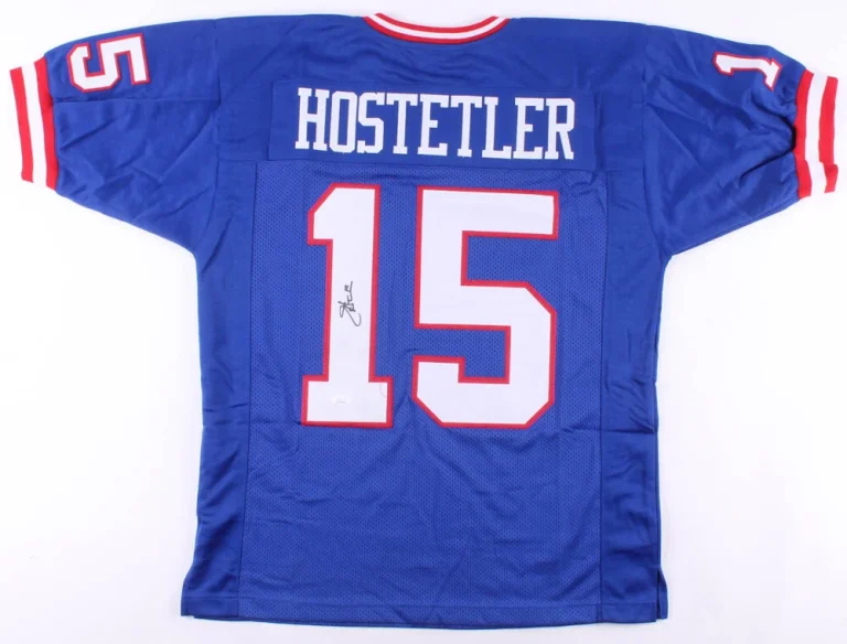 JEFF HOSTETLER AUTOGRAPHED CUSTOM JERSEY (NEW YORK GIANTS) - JSA COA!