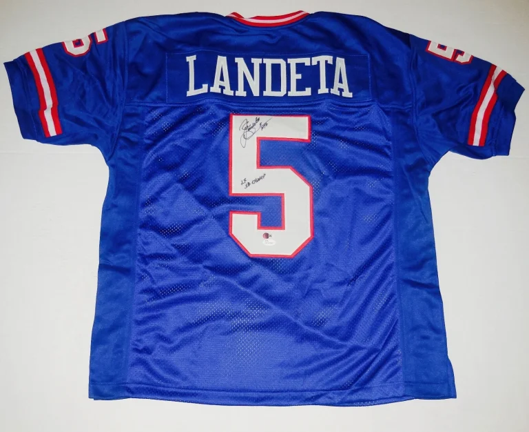 SEAN LANDETA AUTOGRAPHED CUSTOM JERSEY (NEW YORK GIANTS) - JSA COA!