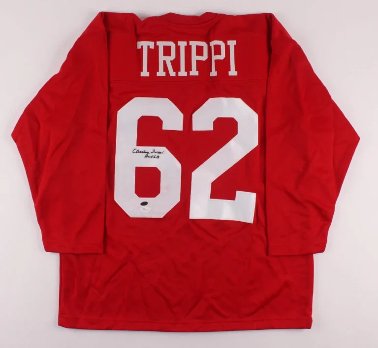 CHARLEY TRIPPI AUTOGRAPHED CUSTOM JERSEY (CHICAGO CARDINALS) - LEAF & JSA COA!