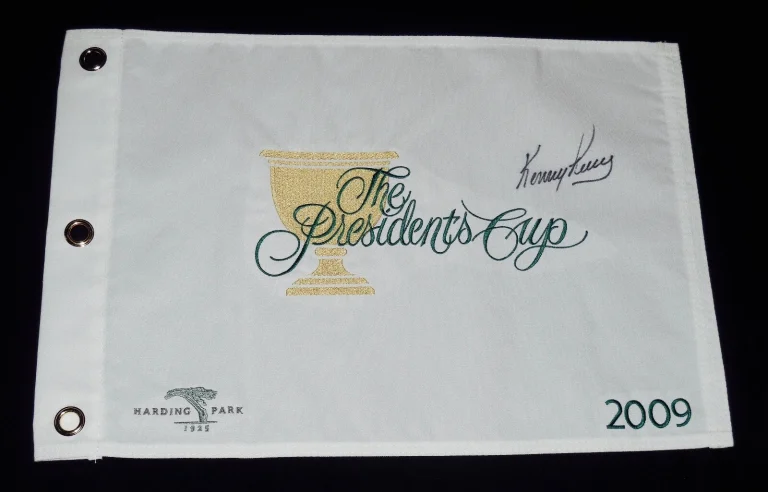 KENNY PERRY AUTOGRAPHED 2009 PRESIDENTS CUP GOLF FLAG - W/ COA!