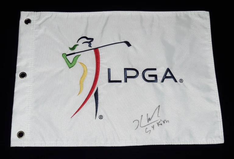 SEI YOUNG KIM AUTOGRAPHED LPGA GOLF FLAG (W/ COA!) - 2015 Rookie Of The Year!