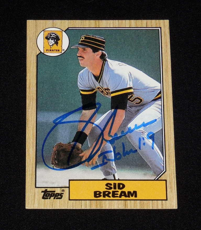 SID BREAM 1987 TOPPS AUTOGRAPHED BASEBALL CARD (PITTSBURGH PIRATES)