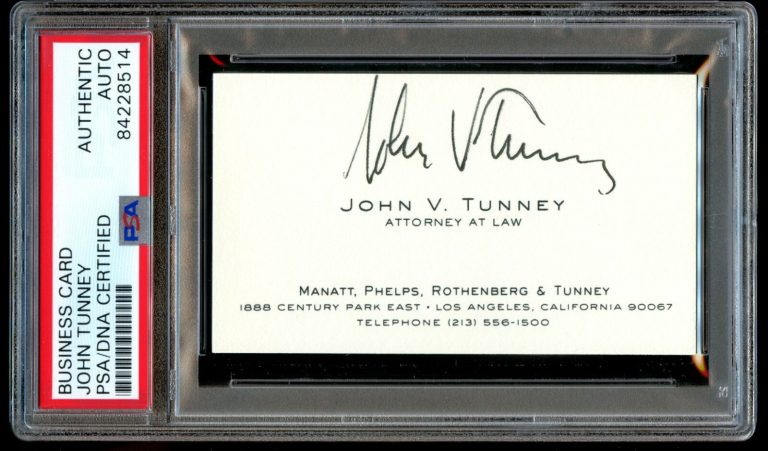John V. Tunney signed autograph auto Attorney At Law Business Card PSA Slabbed