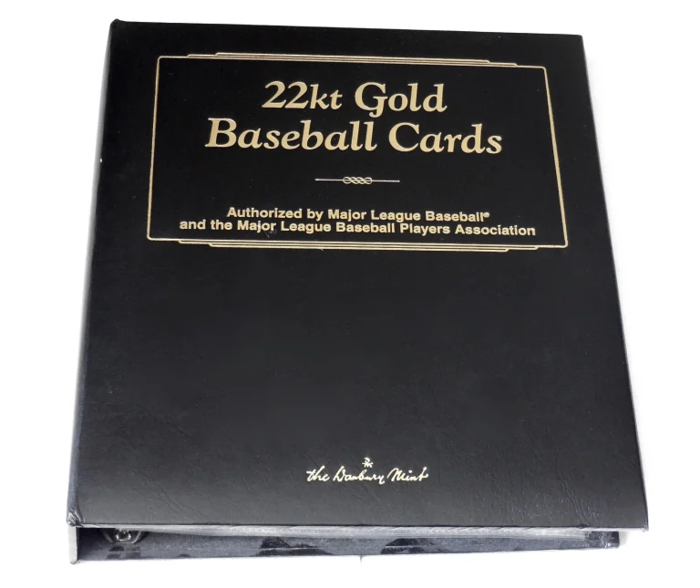 COMPLETE SET OF (50) 22-KT GOLD BASEBALL CARDS IN BINDER - Ruth, Gehrig, Cobb,