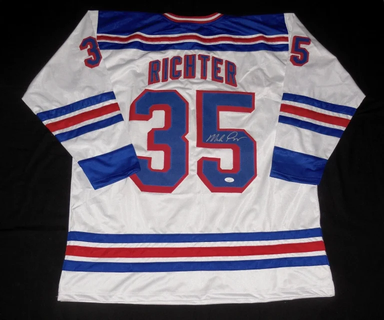 MIKE RICHTER AUTOGRAPHED CUSTOM JERSEY (NEW YORK RANGERS) - JSA COA!