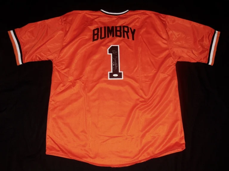 AL BUMBRY AUTOGRAPHED CUSTOM JERSEY (BALTIMORE ORIOLES) - JSA COA!