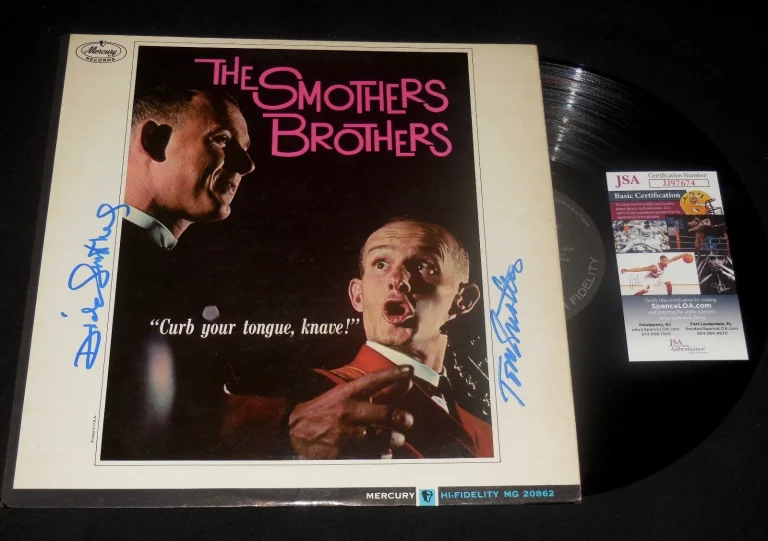 SMOTHERS BROTHERS TOM & DICK AUTOGRAPHED ALBUM (CURB YOUR TONGUE) - JSA COA!