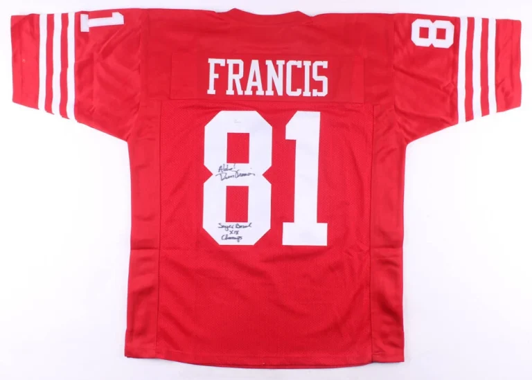 RUSS FRANCIS AUTOGRAPHED CUSTOM JERSEY (SAN FRANCISCO 49'ERS) - JSA COA!