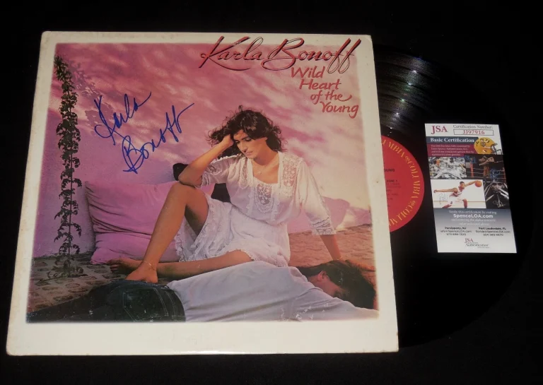 KARLA BONOFF AUTOGRAPHED RECORD ALBUM (WILD HEART OF THE YOUNG) - JSA COA!