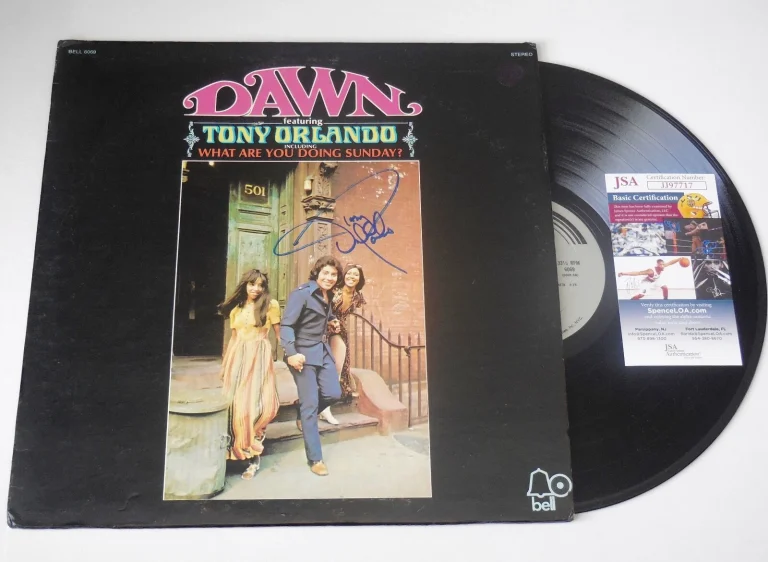 TONY ORLANDO & DAWN AUTOGRAPHED ALBUM (WHAT ARE YOU DOING SUNDAY) - JSA COA!