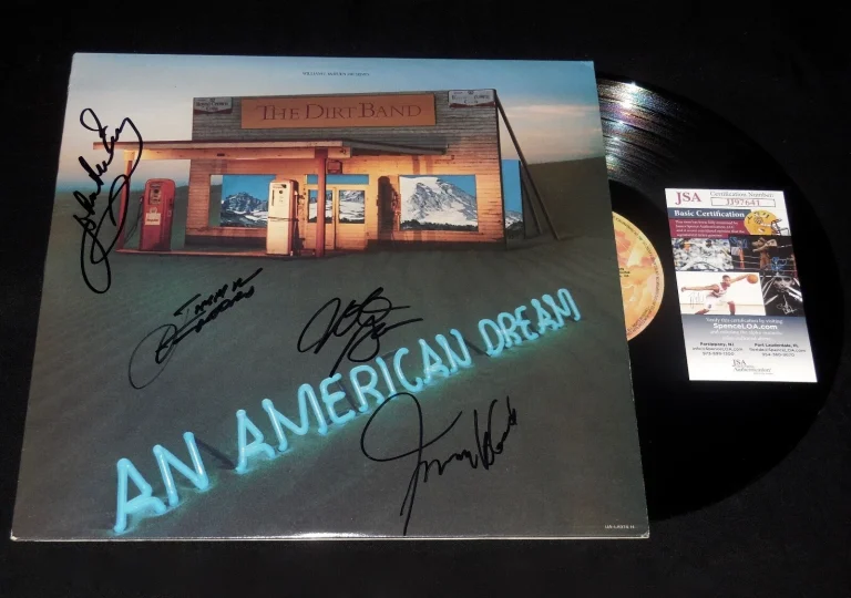 THE DIRT BAND AUTOGRAPHED RECORD ALBUM (AN AMERICAN DREAM) - JSA COA!