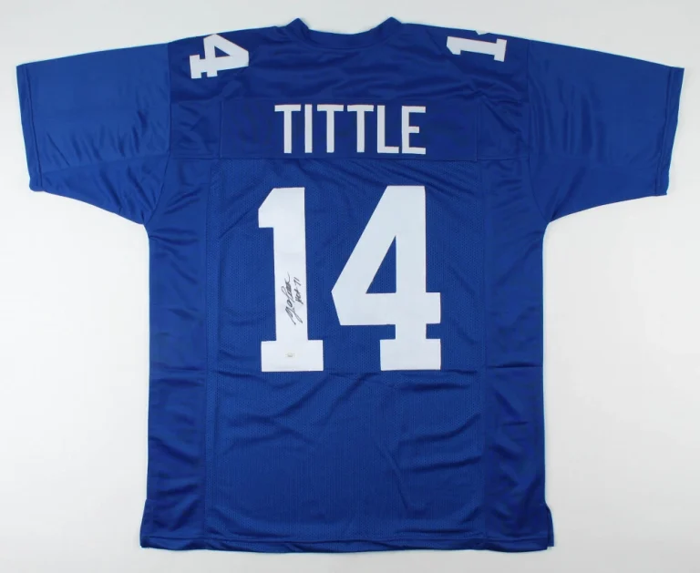 Y.A. TITTLE AUTOGRAPHED CUSTOM JERSEY (NEW YORK GIANTS) - JSA COA!