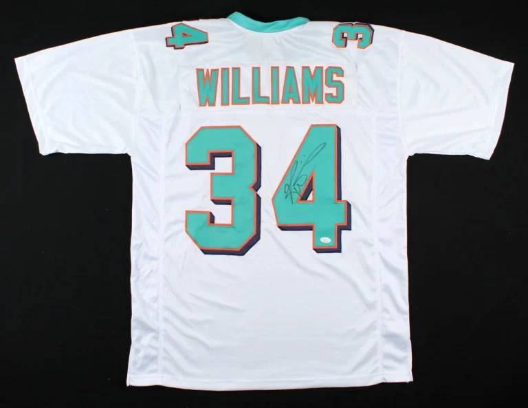 RICKY WILLIAMS AUTOGRAPHED CUSTOM JERSEY (MIAMI DOLPHINS) - JSA COA!