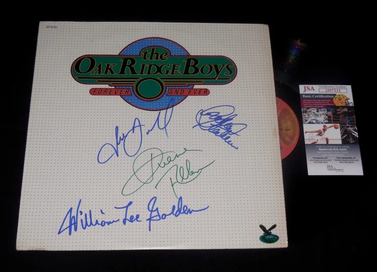 THE OAK RIDGE BOYS AUTOGRAPHED RECORD ALBUM (FOREVER AND EVER) - JSA COA!