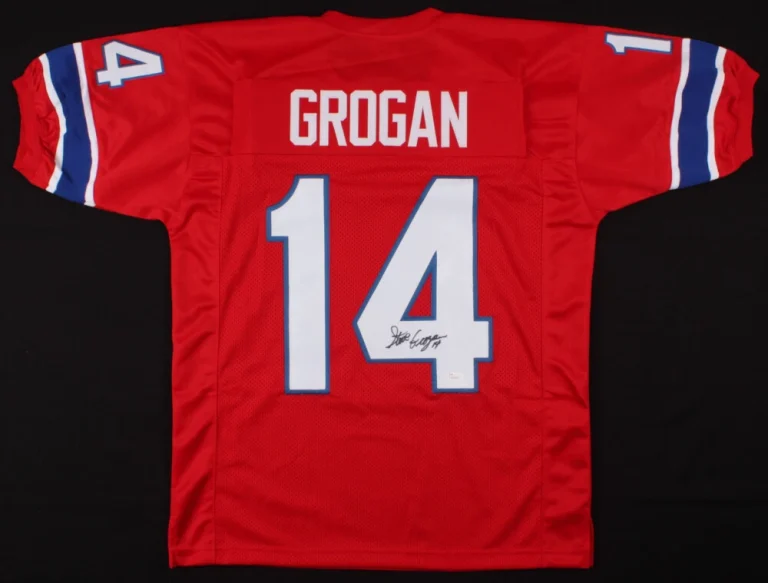 STEVE GROGAN AUTOGRAPHED CUSTOM JERSEY (NEW ENGLAND PATRIOTS) - JSA COA!