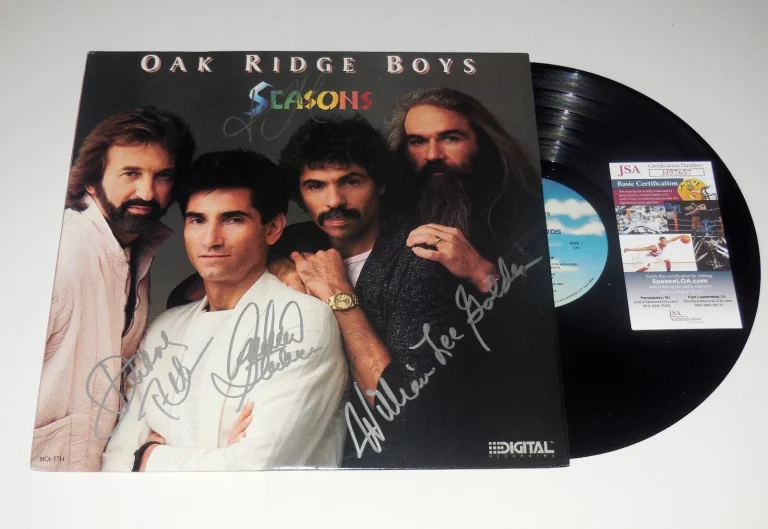 THE OAK RIDGE BOYS AUTOGRAPHED VINYL RECORD ALBUM (SEASONS) - JSA COA!