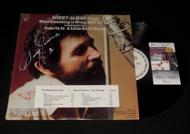 SONNY JAMES AUTOGRAPHED VINYL RECORD ALBUM (WRONG WITH MY BABY) - JSA COA!