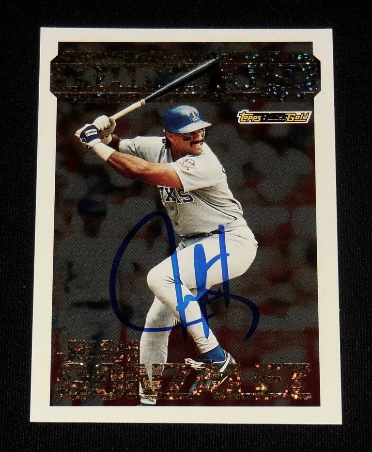 JUAN GONZALEZ AUTOGRAPHED 1994 TOPPS BLACK GOLD BASEBALL CARD (TEXAS RANGERS)