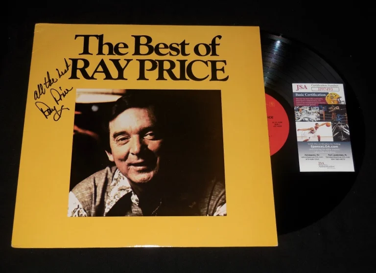 RAY PRICE AUTOGRAPHED VINYL RECORD ALBUM (THE BEST OF) - JSA COA!