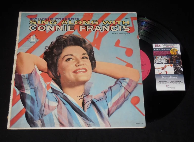 CONNIE FRANCIS AUTOGRAPHED VINYL RECORD ALBUM (SING ALONG WITH) - JSA COA!