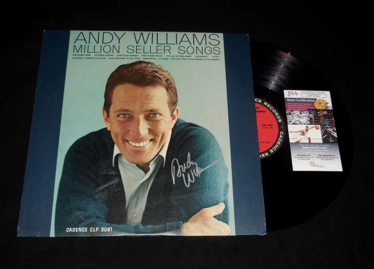 ANDY WILLIAMS AUTOGRAPHED VINYL RECORD ALBUM (MILLION SELLER SONGS) - JSA COA!