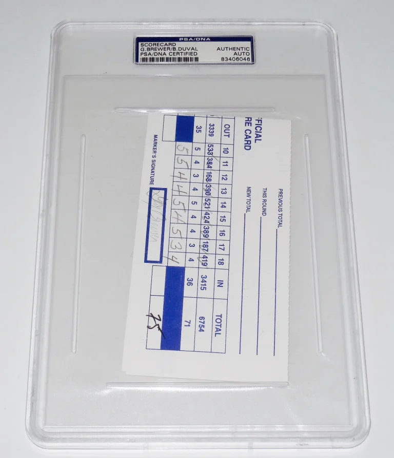 GAY BREWER / BOB DUVAL AUTOGRAPHED 1997 GOLF SCORECARD (PGA) - PSA DNA!