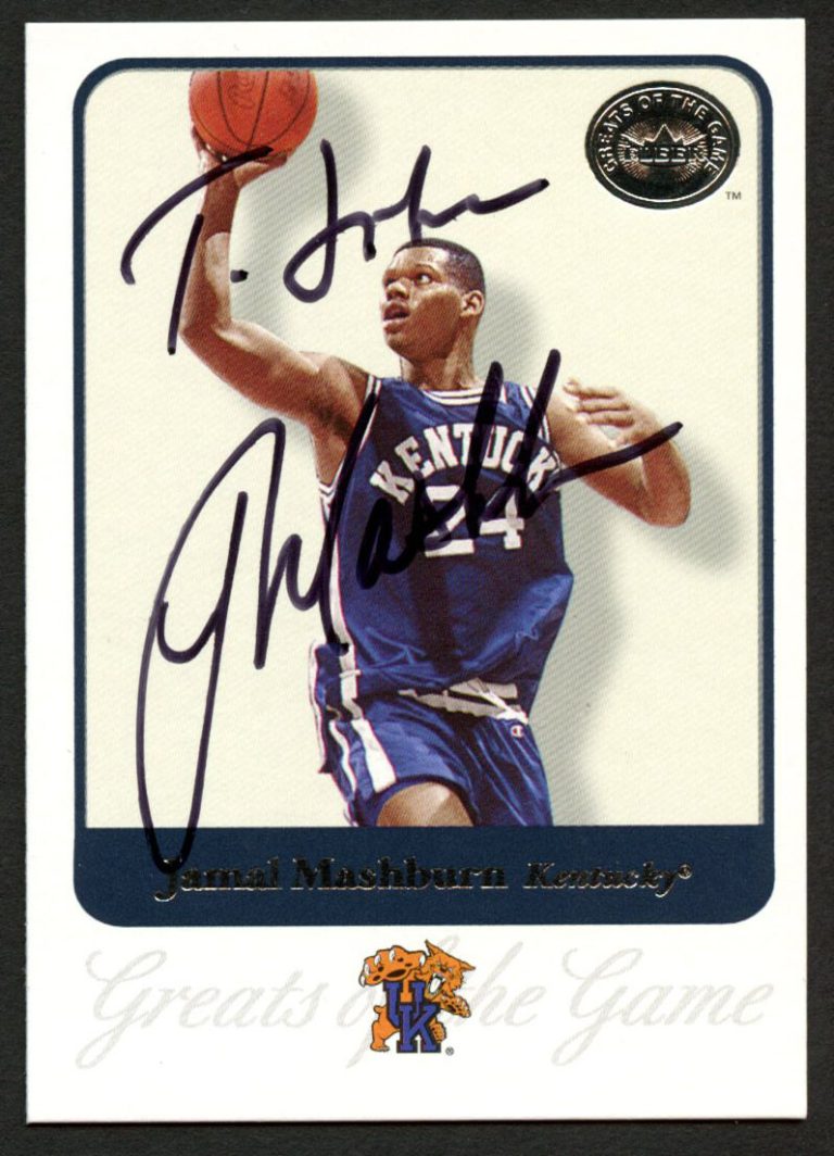 Jamal Mashburn #32 signed autograph 2001 Fleer Basketball Greats of the Game