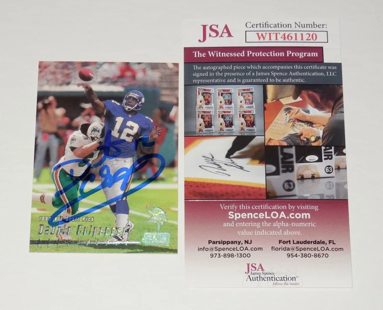 DAUNTE CULPEPPER AUTOGRAPHED 1999 STADIUM CLUB ROOKIE CARD (VIKINGS) - JSA COA1