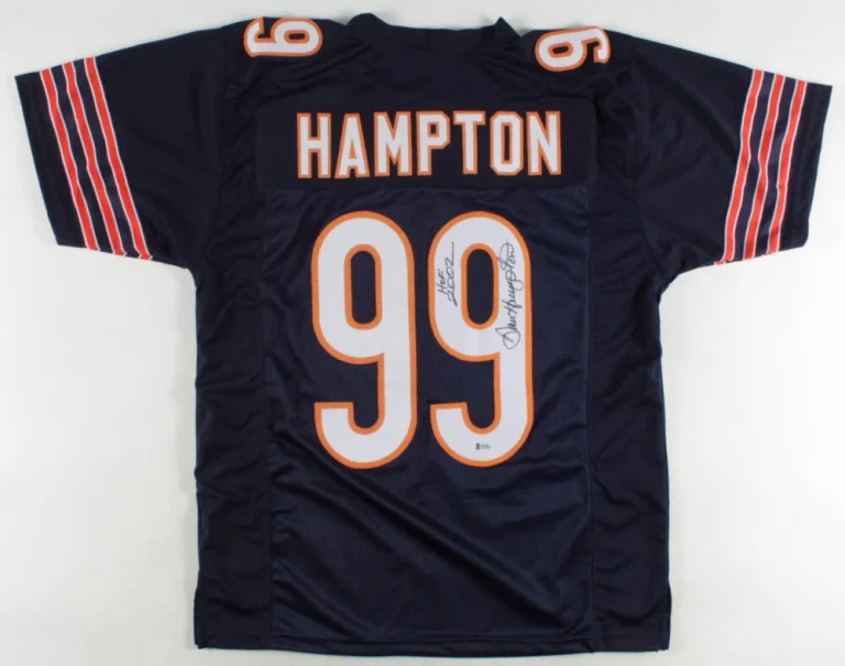 DAN HAMPTON AUTOGRAPHED CUSTOM JERSEY (CHICAGO BEARS) - BECKETT COA!