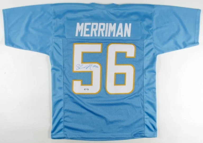 SHAWNE MERRIMAN AUTOGRAPHED CUSTOM JERSEY (SAN DIEGO CHARGERS) - PSA DNA!