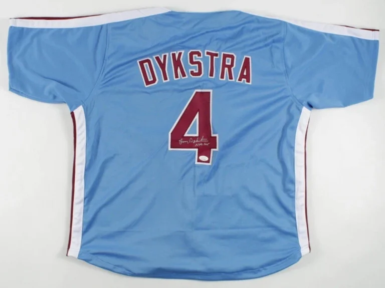 LENNY DYKSTRA AUTOGRAPHED CUSTOM JERSEY (PHILADELPHIA PHILLIES) - JSA COA!