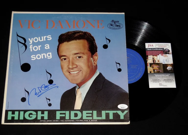 VIC DAMONE AUTOGRAPHED VINYL RECORD ALBUM (YOURS FOR A SONG) - JSA COA!