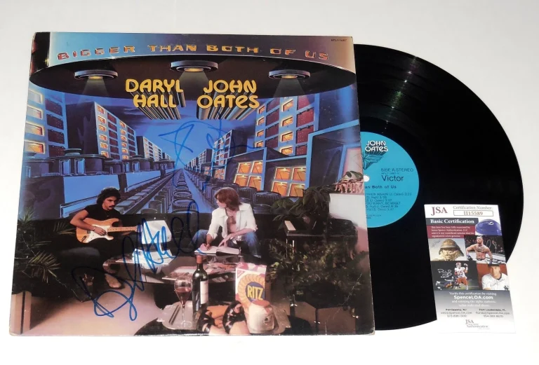 DARYL HALL & JOHN OATES AUTOGRAPHED ALBUM COVER (BIGGER THAN BOTH US) - JSA COA!