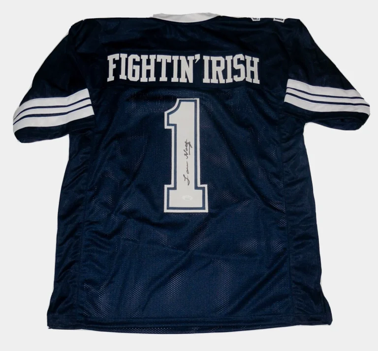 LOU HOLTZ AUTOGRAPHED CUSTOM JERSEY (NOTRE DAME) - JSA COA!