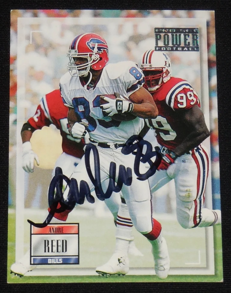 ANDRE REED 1993 PRO SET POWER AUTOGRAPHED FOOTBALL CARD (BUFFALO BILLS)