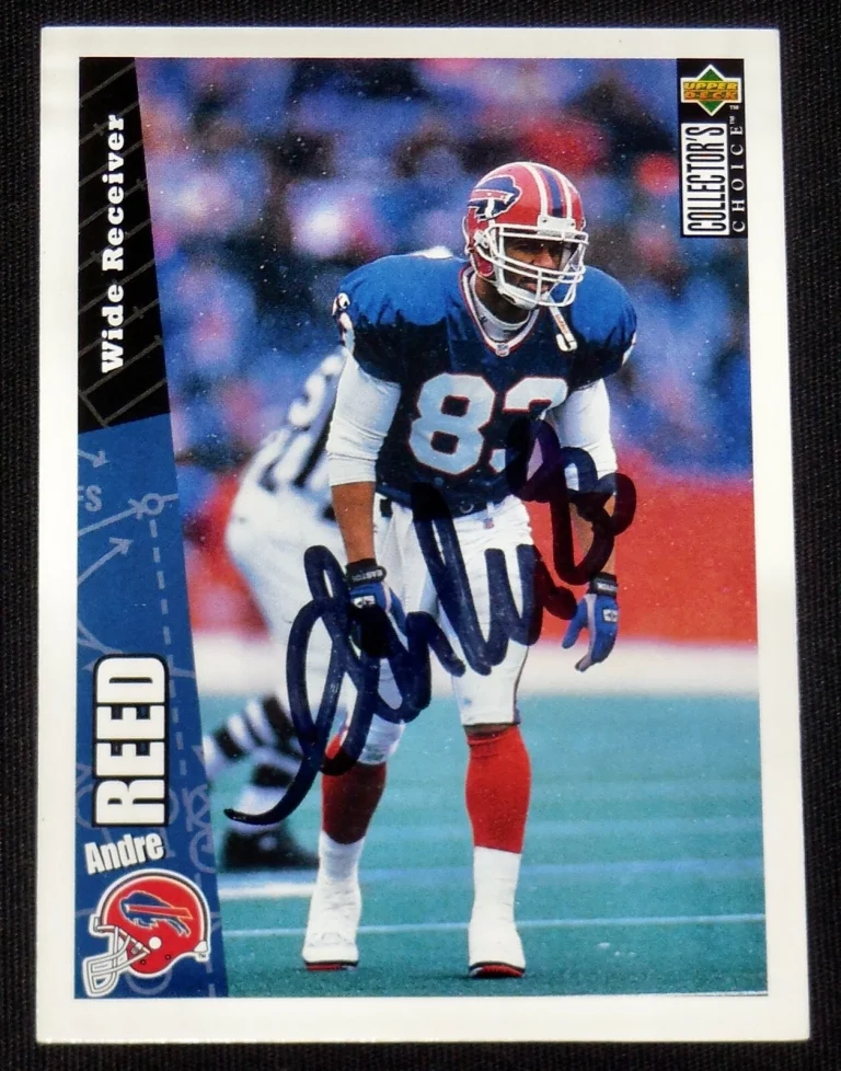 ANDRE REED 1996 UPPER DECK COL CHOICE AUTOGRAPHED FOOTBALL CARD (BUFFALO BILLS)