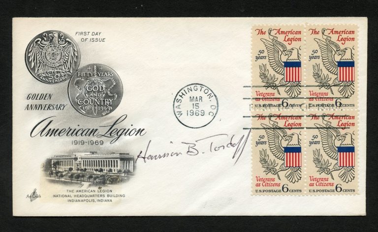 Harrison B. Tordoff d2008 signed autograph auto First Day Cover WWII ACE USAAF