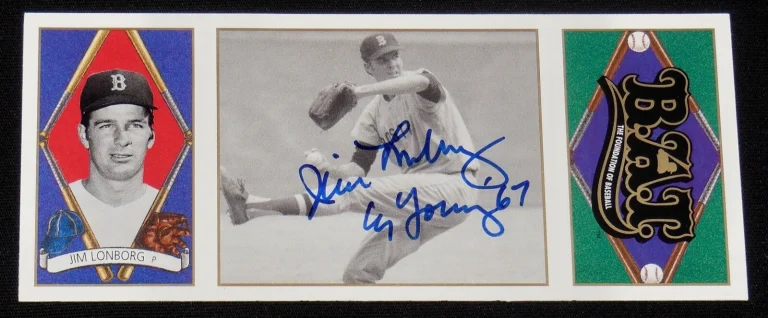 JIM LONBORG AUTOGRAPHED 1993 UPPER DECK ALL-TIME HEROES BASEBALL CARD (RED SOX)