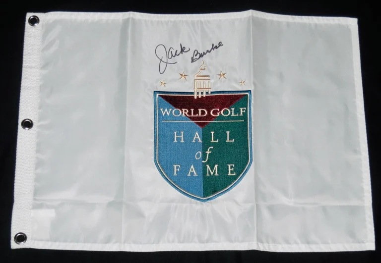JACK BURKE AUTOGRAPHED WORLD HALL OF FAME GOLF FLAG (2000 HOF) - W/ COA!